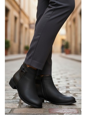 Ayakmod Siyah Zümrüt Nubuk Fermuarlı Kadın Bot 547820 Z