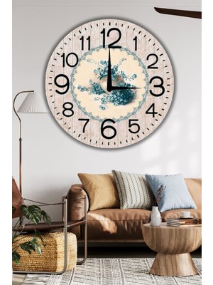 PremiumPort Büyük Boy Ahşap Modern Yuvarlak Duvar Saati, Ev ve Salon Dekoru