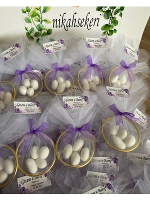 Siyah Lale Halka Nikah Şekeri Fıstık Şekerli Söz, Nişan Hediyelik - 100 Adet