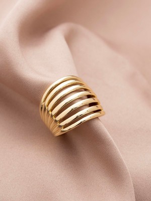 Xuping Boru Model Özel Tasarım 14K , Gold , Sarı Renk Çelik Yüzük