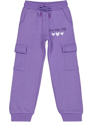 Civil Girls Kargo Cepli 6-9 Yaş Eşofman Altı - Lila 8-9 Yaş