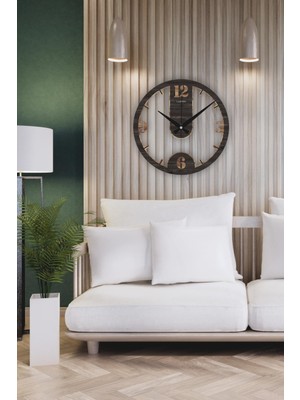 PremiumPort Büyük Ahşap Duvar Saati, Sessiz Mekanizma, Dekoratif ve Şık Tasarım