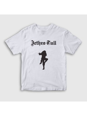 Presmono Unisex Çocuk Beyaz Logo Jethro Tull T-Shirt