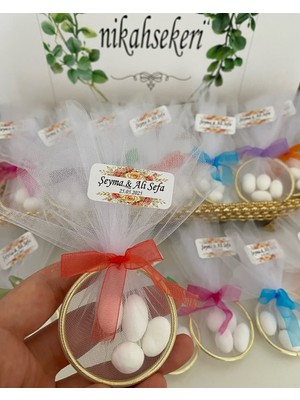 Siyah Lale Halka Nikah Şekeri Fıstık Şekerli Söz, Nişan Hediyelik - 75 Adet