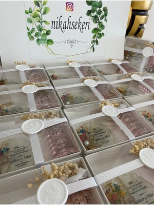 Siyah Lale Epoksi ve Kolonya Şişe Set Nikah, Söz, Nişan Hediyelik - 25 Adet