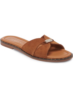 Tergan  Taba Hakiki Süet Deri Kadın Terlik - K25Y1TR67779-K59