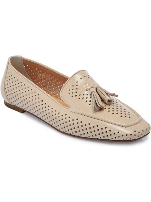 Tergan  Bej Hakiki Rugan Deri Kadın Loafer - K25I1AY67912-A54