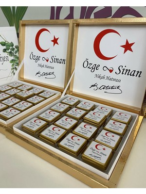 Siyah Lale Baskılı Kutulu Çikolata  Nikah, Söz, Nişan Hediyelik - 150 Adet