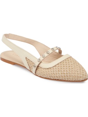 Tergan Bej Deri-Tekstil Kadın Sandalet - K25Y1SN68075-A25