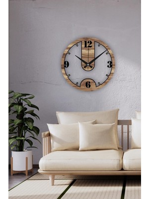 PremiumPort Büyük Ahşap Duvar Saati, Sessiz Mekanizma, 60 Cm, Şık ve Zarif Tasarım