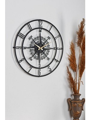 PremiumPort Şık Siyah Metal Duvar Saati, 50CM, Sessiz Mekanizma, Modern Tasarım