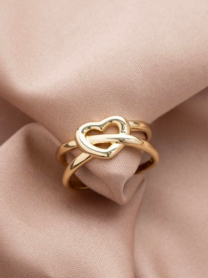 Xuping Kalp Model Özel Seri 14K , Gold , Sarı Renk Tasarım Ayarlanabilir Çelik Yüzük