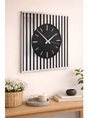 PremiumPort Şık Modern Akrilik ve Ahşap Duvar Saati 42X42 Cm, Zarif Tasarım