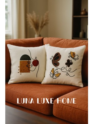 Luna Luxe Home Muse | Bohem Tasarım 2'li Dekoratif Kırlent Kılıfı Seti (43X43CM)