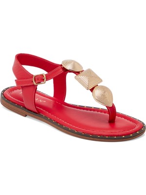 Tergan Kırmızı Hakiki Deri Kadın Sandalet - K25Y1SN67781-A30