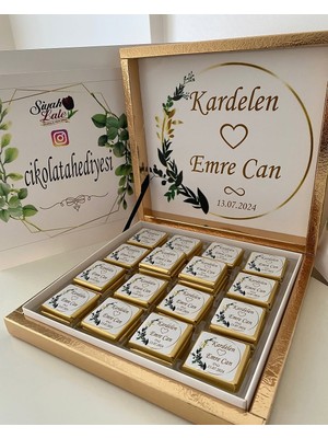 Siyah Lale Baskılı Kutulu Çikolata  Nikah, Söz, Nişan Hediyelik - 200 Adet