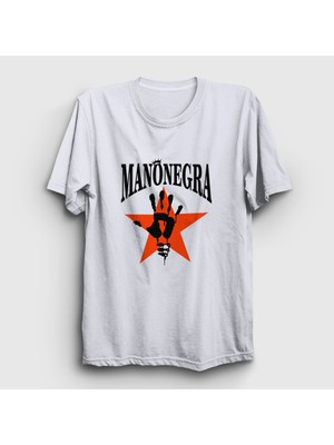 Presmono Unisex Beyaz Logo Mano Negra T-Shirt