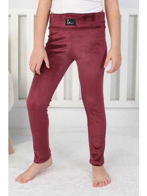 buğrahayalin Likralı Kadife Kumaş Arma Detaylı Kız Çocuk Günlük Tayt