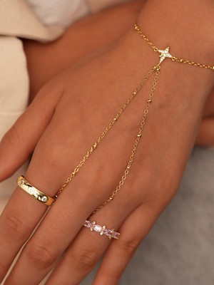 Zuum Zirkon Taşlı Kutup Yıldız Model 14K , Gold , Sarı Renk Zincir ÇELİK ŞAHMERAN