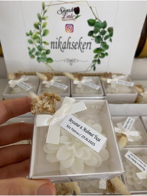 Siyah Lale Kutulu Mum Nikah, Söz, Nişan Hediyelik - 25 Adet