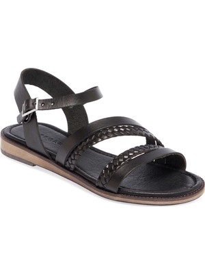 Tergan Siyah Deri Kadın Sandalet - K25Y1SN68065-A23
