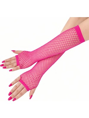 Epilons Retro Neon Fuşya File Parmaksız Eldiven 26 cm