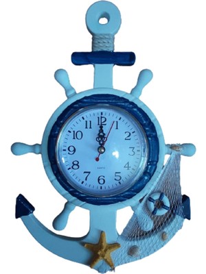 PremiumPort Deniz Temalı Beyaz Yelkenli Dümen Duvar Saati, Şık ve Modern Tasarım