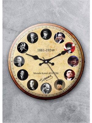 PremiumPort 36 cm Gerçek Bombe Cam Atatürk Temalı Saniye Sessiz Duvar Saati