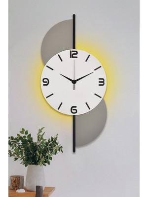 PremiumPort Büyük Ahşap Işıklı Duvar Saati 30X65 Cm, Şık ve Modern Tasarım