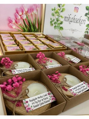 Siyah Lale Kutulu Kütük Mum Nikah, Söz, Nişan Hediyelik - 50 Adet