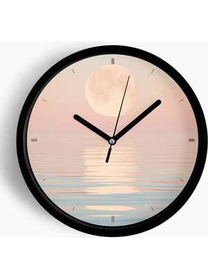 PremiumPort Bohem Doğa Temalı Modern Duvar Saati, Siyah Kasa, 25CM, Camlı Tasarım