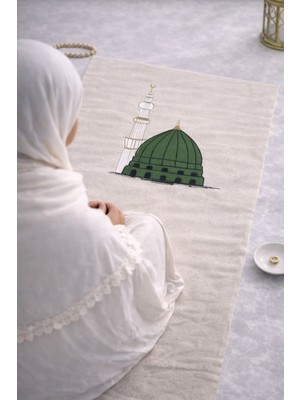 Perde Plus Minimal Işlemeli Keten Seccade Namazlık - Çeyizlik Hediyelik Çanta Seccadesi