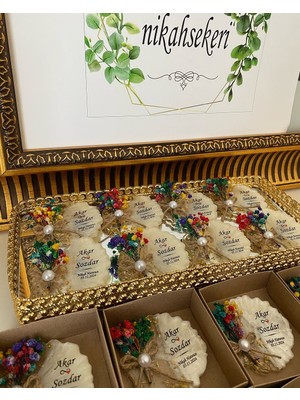 Siyah Lale Çiçekli Epoksi Magnet Kutulu Nikah, Söz, Nişan Hediyelik - 50 Adet