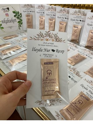 Siyah Lale Kahve Kartı Nikah, Söz, Nişan Hediyelik - 75 Adet