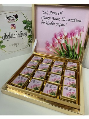 Siyah Lale Baskılı Kutulu Çikolata  Nikah, Söz, Nişan Hediyelik - 100 Adet