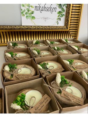 Siyah Lale Kutulu Kütük Mum Nikah, Söz, Nişan Hediyelik - 100 Adet