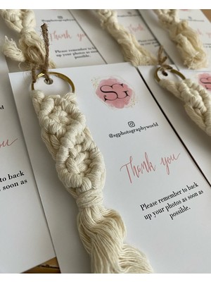 Siyah Lale Makrome Anahtarlık Kartlı Paket Nikah, Söz, Nişan Hediyelik - 100 Adet