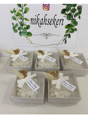 Siyah Lale Kutulu Mum Nikah, Söz, Nişan Hediyelik - 50 Adet
