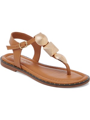 Tergan Taba Hakiki Deri Kadın Sandalet - K25Y1SN67781-A29