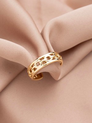 Xuping Zincir Tasarım Özel Seri 14K , Gold , Sarı Renk Ayarlanabilir Çelik Yüzük