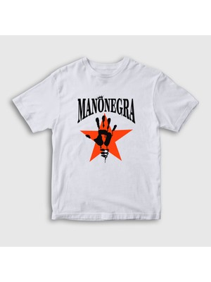 Presmono Unisex Çocuk Beyaz Logo Mano Negra T-Shirt