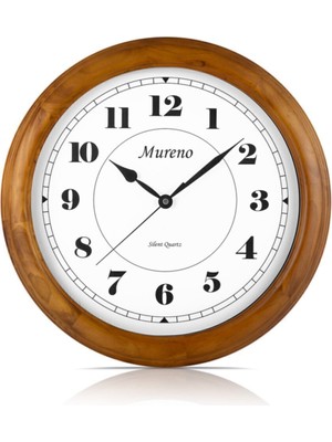 PremiumPort Masif Ahşap Sessiz Duvar Saati 40CM, Şık ve Doğal Tasarım