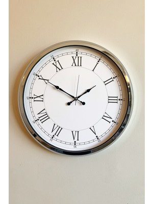 PremiumPort Şık 52 cm Krom Metal Retro Dekoratif Duvar Saati