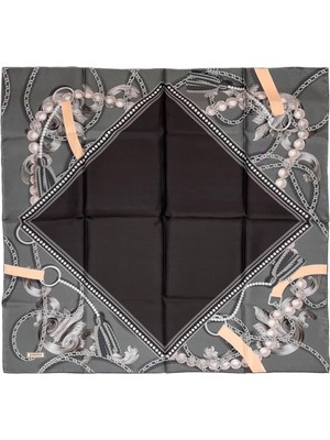 İpekevi Ipekevi Twill Ipek Eşarp - Mücevher Kutusu Desenli - Siyah