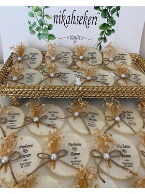 Siyah Lale Çiçekli Epoksi Magnet Paketli Nikah, Söz, Nişan Hediyelik - 75 Adet