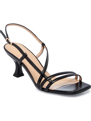 Tergan  Siyah Hakiki Rugan Deri Kadın Topuklu Ayakkabı - K25Y1AY67806-A07