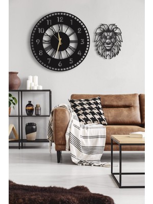 PremiumPort Şık 50X50CM Dekoratif Duvar Saati ve Vazo Tablo Seti