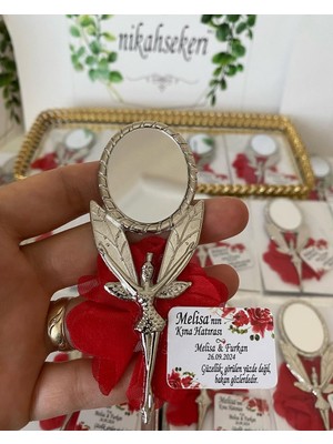 Siyah Lale Metal Kına Ayna Hediyelik Kına Gecesi - 25 Adet