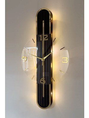 PremiumPort Şık Aynalı Pilli LED Saat, 65CM, Sessiz Mekanizma, Modern Tasarım