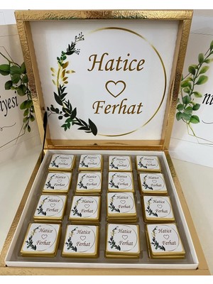 Siyah Lale Baskılı Kutulu Çikolata  Nikah, Söz, Nişan Hediyelik - 150 Adet